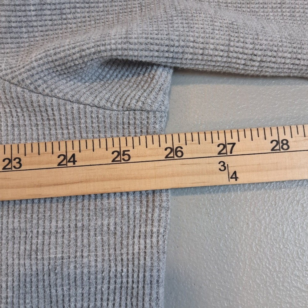 Woman Within Gray Floral Embroidered Thermal Knit Henley Tee Plus Sz 2X Cozy - Picture 10 of 11